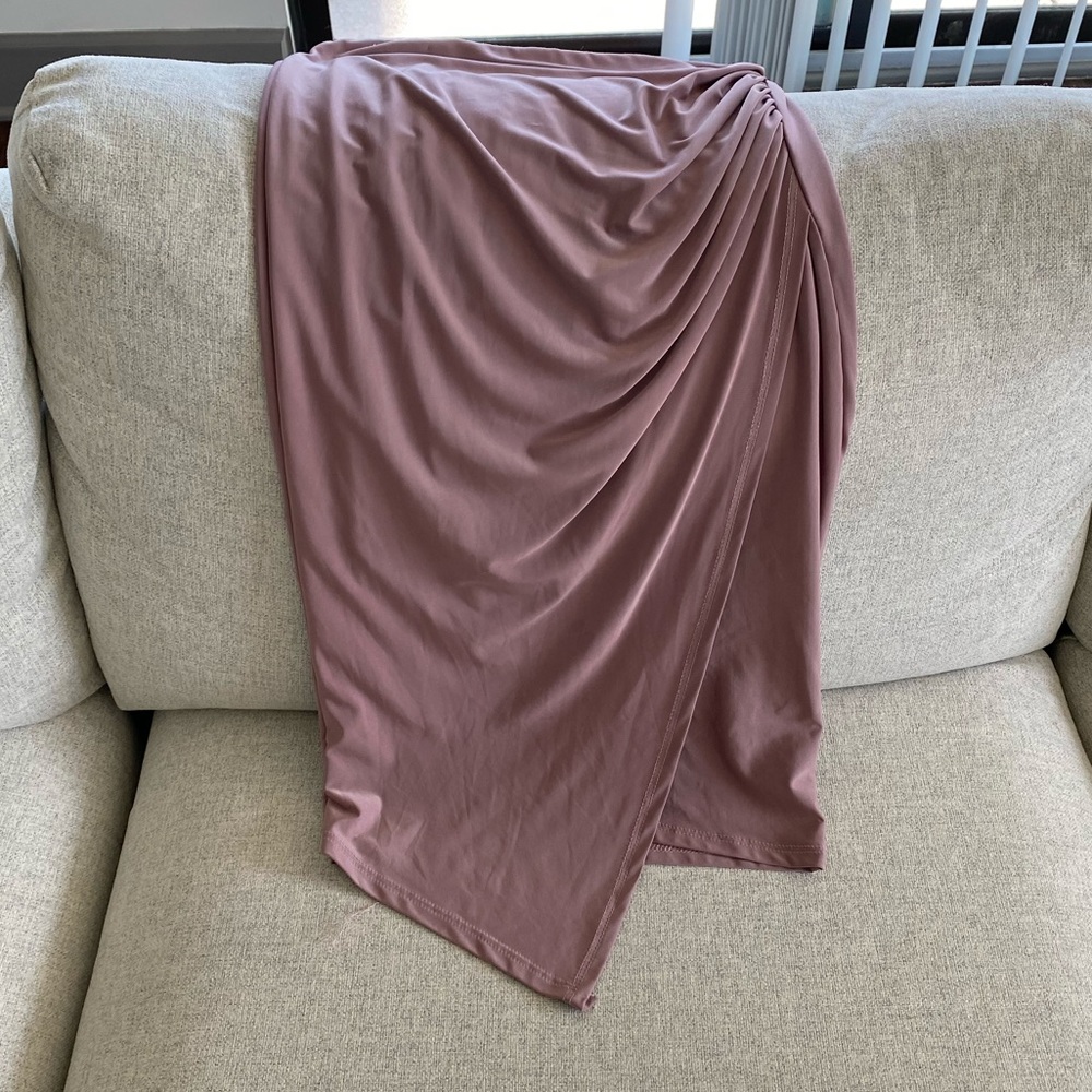 Pink asymmetrical pencil skirt
